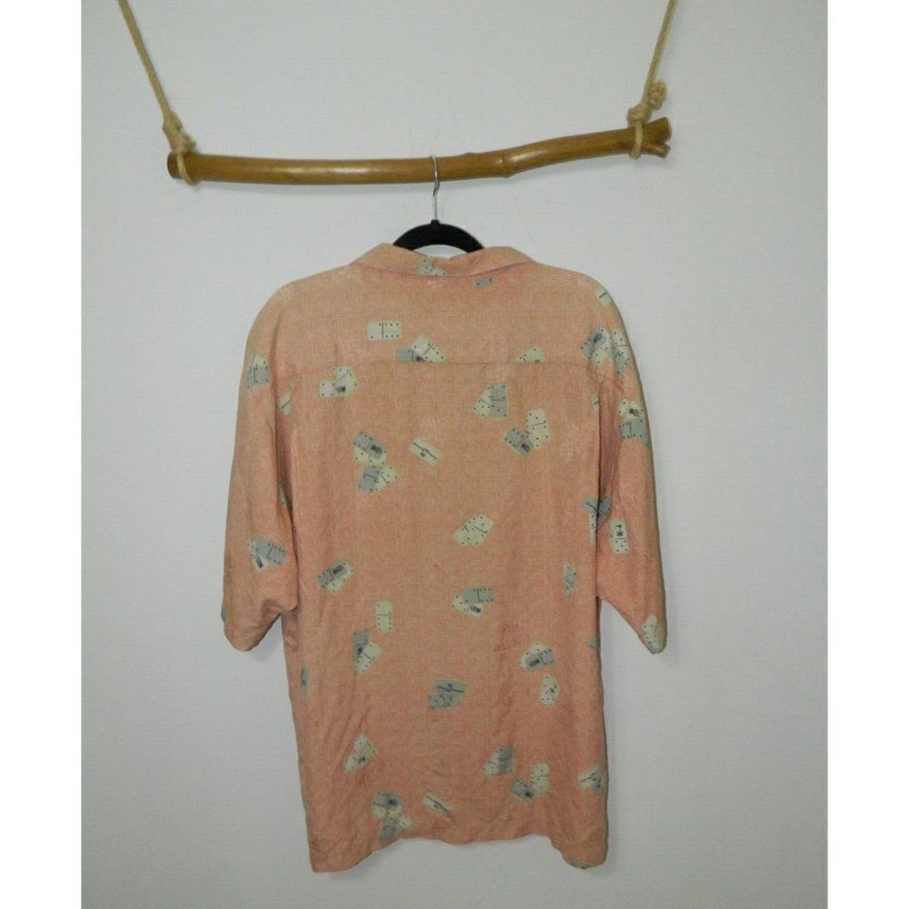 Tommy Bahama Shirt Men Hawaiian Orange Silk Dominoes Graphic Novelty‎ Size XL - Picture 6 of 12